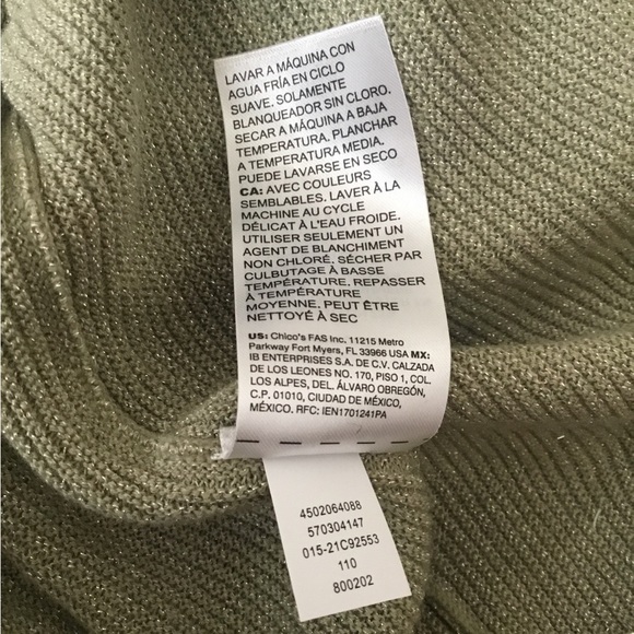 NWT CHICO’S SPARKLE Pull Over Round Neckline Long Sleeve SWEATER Cool Sage-XL-3 - Picture 11 of 16